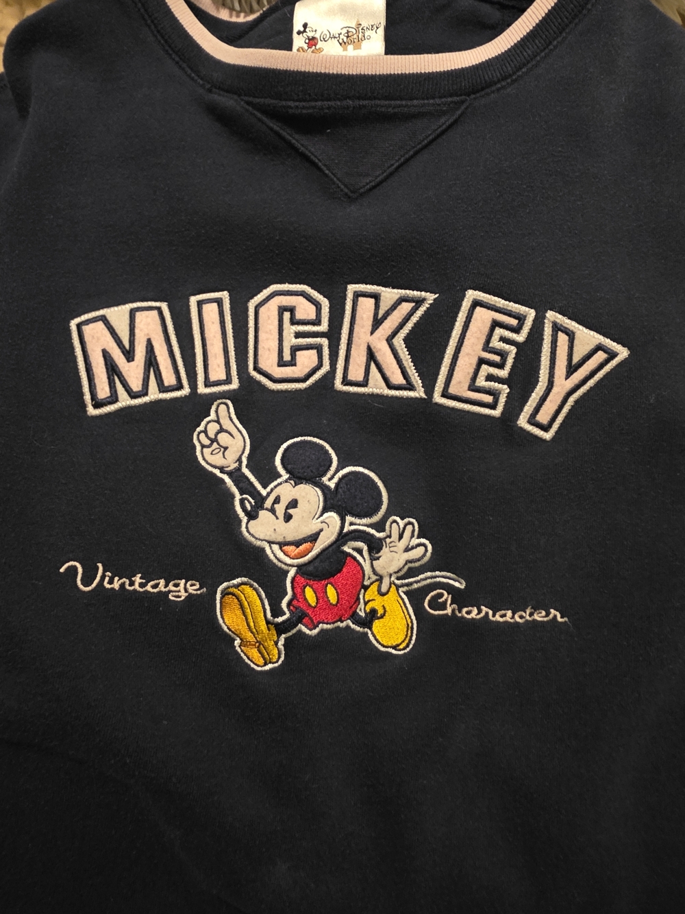Disney World Mickey Vintage Character Navy/Pink Sweatshirt XXL